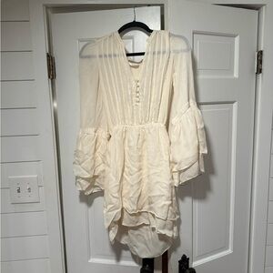 Parker silk double flare mini dress